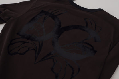 Brauner Pullover mit schmalem Rundhalsausschnitt aus Baumwolle