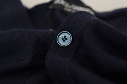 Dunkelblauer Kaschmir-Knopf-Strickpullover