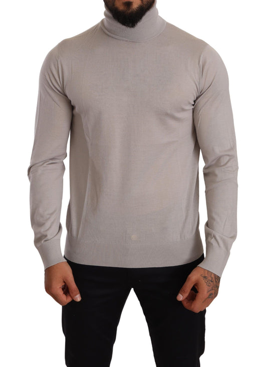 Grauer Kaschmir-Rollkragenpullover