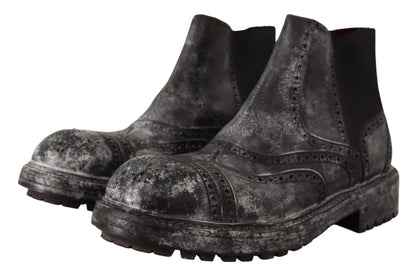 Graue Lederstiefel für Herren