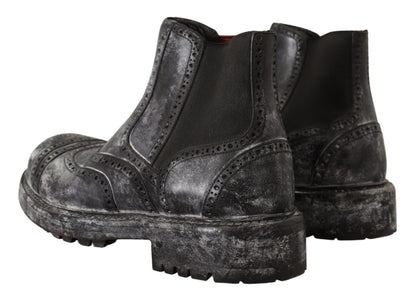 Graue Lederstiefel für Herren