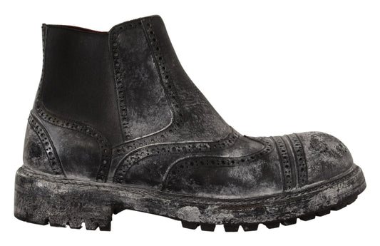 Graue Lederstiefel für Herren