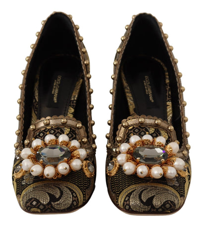 Gold Kristall Quadratische Zehe Brokat Pumps Schuhe