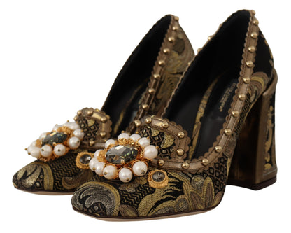 Gold Kristall Quadratische Zehe Brokat Pumps Schuhe