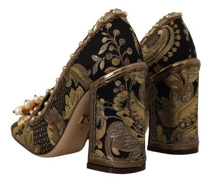 Gold Kristall Quadratische Zehe Brokat Pumps Schuhe