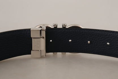 Schwarzer und blauer Kalbsledergürtel mit Wendefunktion