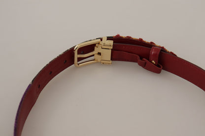 Multicolor Patchwork Ledergürtel mit goldener Metallschnalle