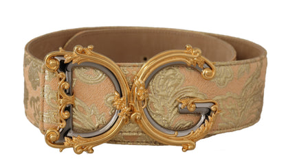 Goldfarbener Jacquard-Gürtel mit breiter Taille und DG-Logo-Schnalle