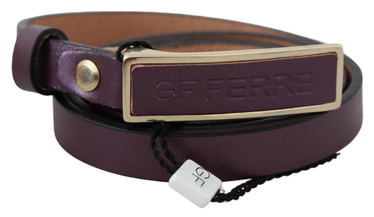 Gold Logo Schnalle Taille Leder Skinny Gürtel