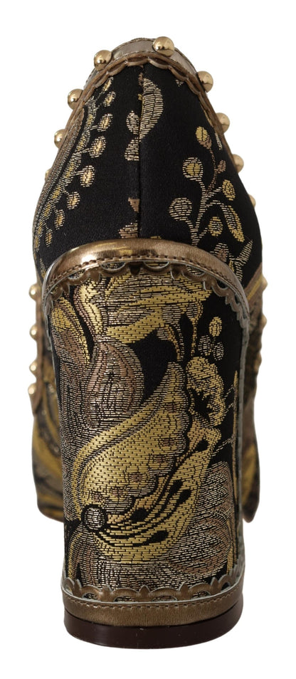 Gold Kristall Quadratische Zehe Brokat Pumps Schuhe