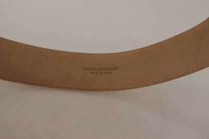 Goldfarbener Jacquard-Gürtel mit breiter Taille und DG-Logo-Schnalle