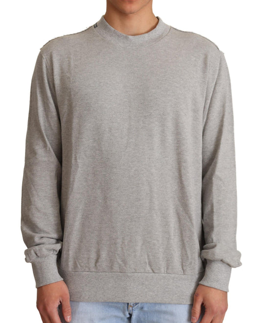 Grauer Pullover aus Baumwolle mit Rundhalsausschnitt