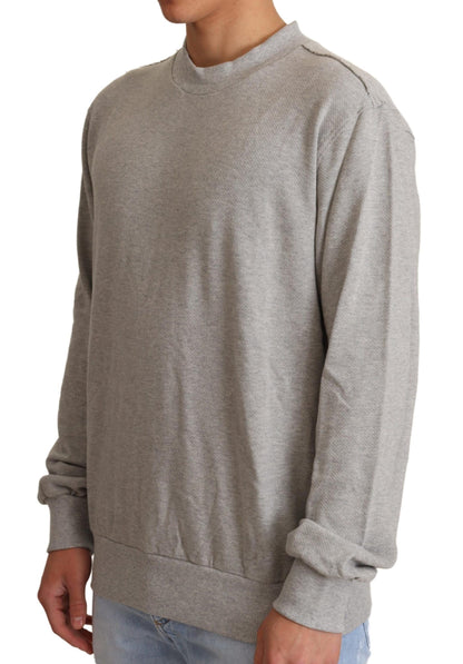 Grauer Pullover aus Baumwolle mit Rundhalsausschnitt