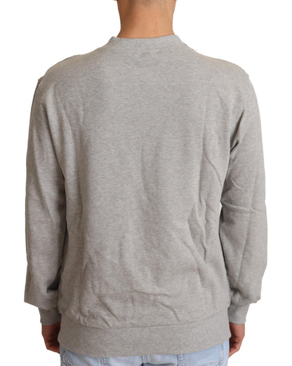 Grauer Pullover aus Baumwolle mit Rundhalsausschnitt