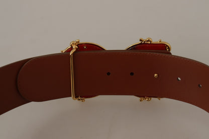 Brauner breiter Taillengürtel aus Leder mit DG Logo und Barockschnalle