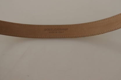 Blauer Leder DG Logo Barock Gürtel mit goldener Metallschnalle