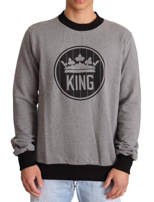 Grauer Crown King Pullover aus Baumwolle
