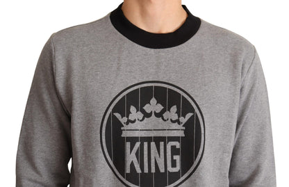 Grauer Crown King Pullover aus Baumwolle