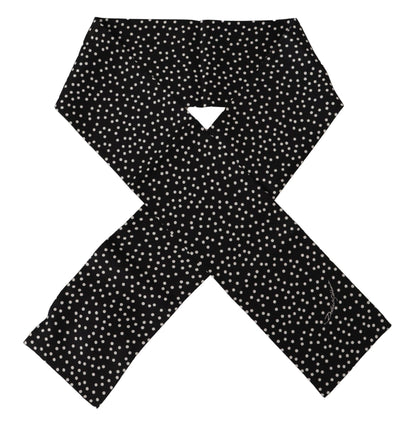 Schwarzer Seidenschal DG Print Polka Dots Wickelschal Halstuch