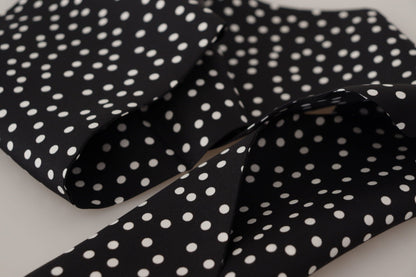 Schwarzer Seidenschal DG Print Polka Dots Wickelschal Halstuch