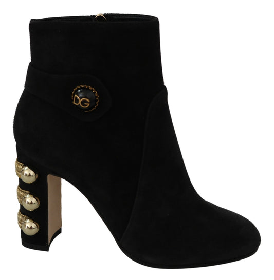 Schwarze Wildlederstiefel Kurzer Reißverschluss Schuhe