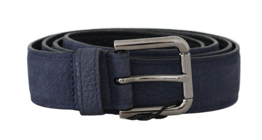 Blaues Hirschleder Silberne Logoschnalle Gürtel