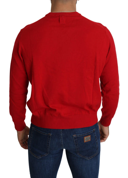 Rotes Wollsweatshirt mit V-Ausschnitt Pullover