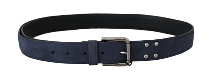 Blaues Hirschleder Silberne Logoschnalle Gürtel