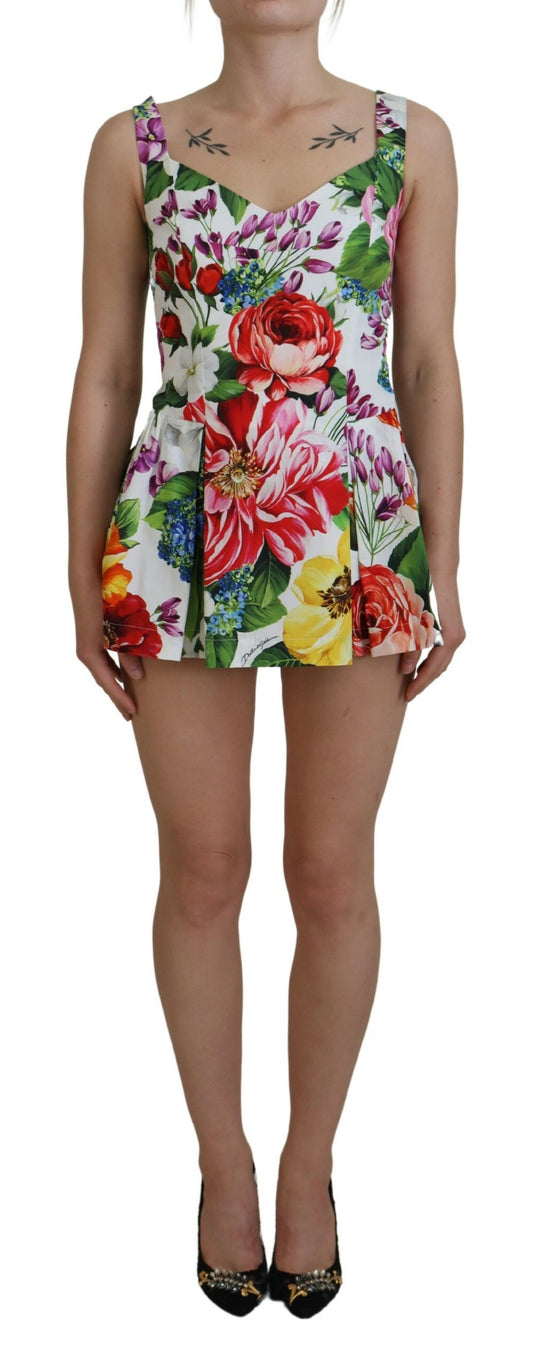 Multicolor Floral Print Baumwolle Body Suit Top