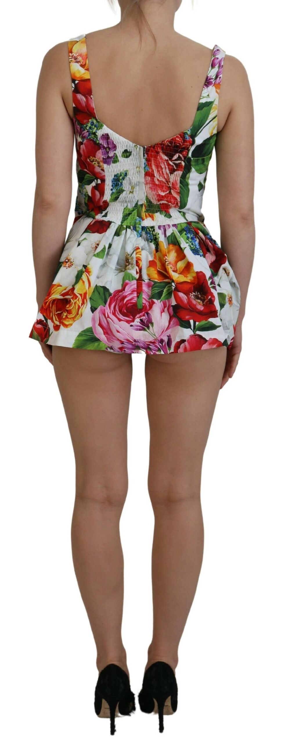 Multicolor Floral Print Baumwolle Body Suit Top