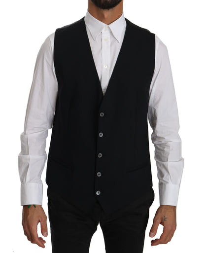 Schwarze Weste Formales Gilet Baumwollweste