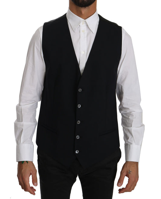 Schwarze Weste Formales Gilet Baumwollweste