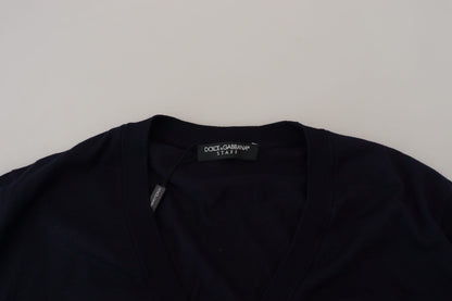 Blaue STAFF Daunen-Strickjacke aus Wolle