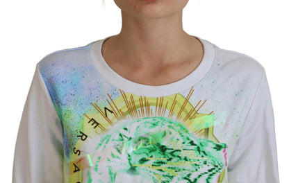 Weißer Pullover mit Grafikdruck und langen Ärmeln