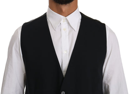 Schwarze Weste Formales Gilet Baumwollweste