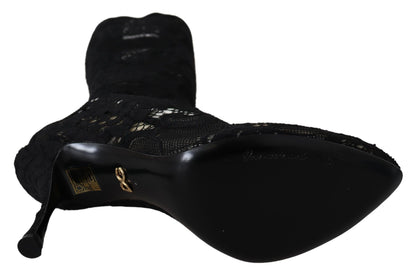 Schwarz Taormina Spitze Socken Stiefel Schuhe Pumps
