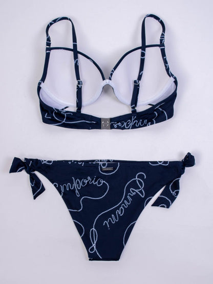 Bedruckter blauer Frottee-Dreiecks-Bikini