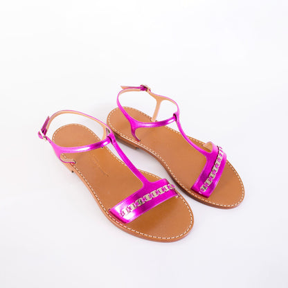 Tremiti-Sandalen aus Leder in Fuchsia