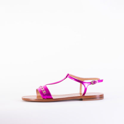 Tremiti-Sandalen aus Leder in Fuchsia