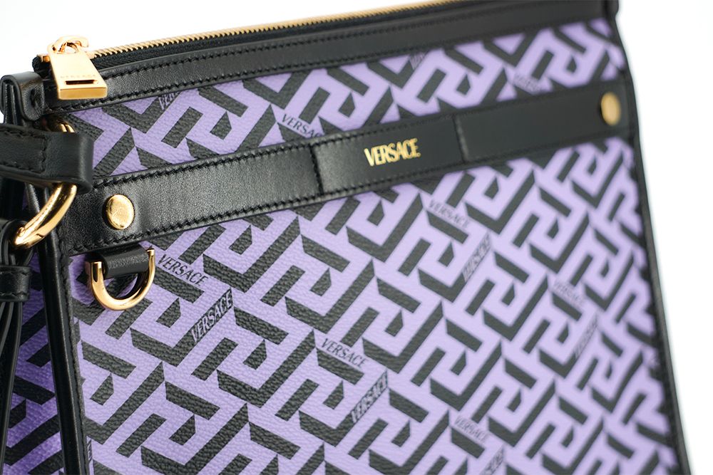 Violett Leder Greca Umhängetasche