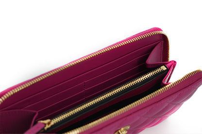 Lila Leder Langer Reißverschluss um Brieftasche