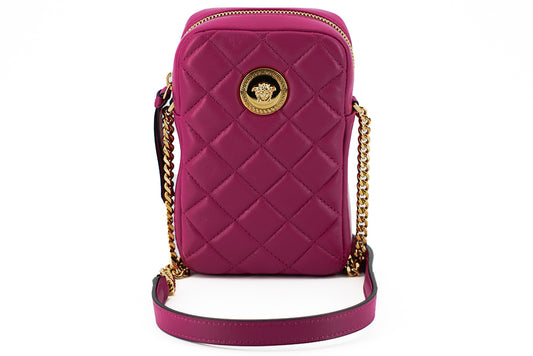Lila gesteppte Mini-Crossbody-Tasche aus Nappaleder