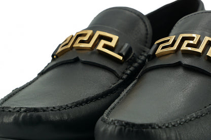 Schwarze Kalbsleder Loafers Schuhe