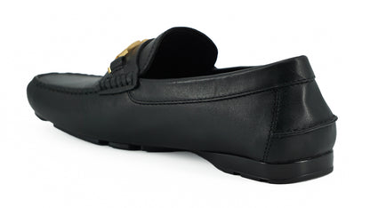 Schwarze Kalbsleder Loafers Schuhe