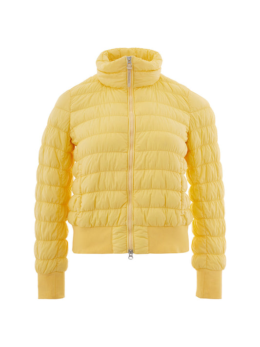 Gelbe gesteppte Bomberjacke