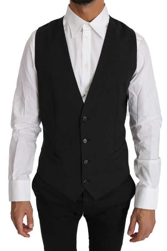 Grau Solid 100% Wolle Weste Weste