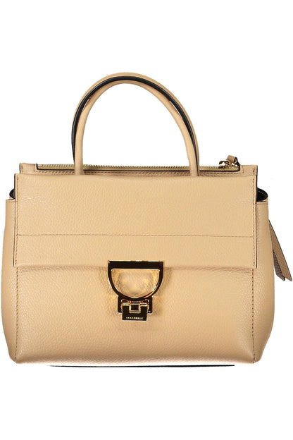 Beige Lederhandtasche