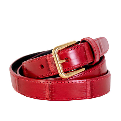 Dolce & Gabbana Roter Ledergürtel mit Krokodilmuster