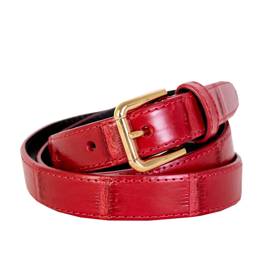 Dolce & Gabbana Roter Ledergürtel mit Krokodilmuster
