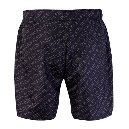 Bedruckte schwarze Boxer-Badeshorts